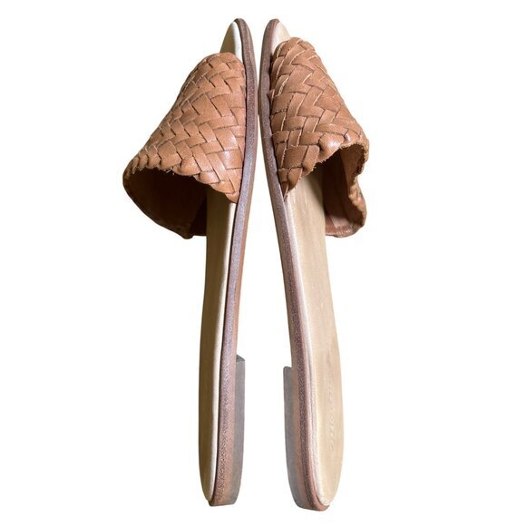 Madewell Lianne Braided Tan Leather Slides Size 9.5 Sandals Flats Beach‎ Cruise - Picture 10 of 10